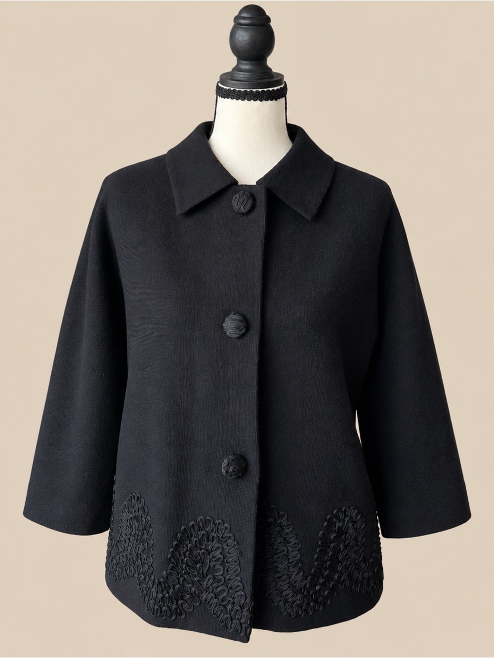 Quiet Luxury Tailored Merino Embroidered Cardigan L